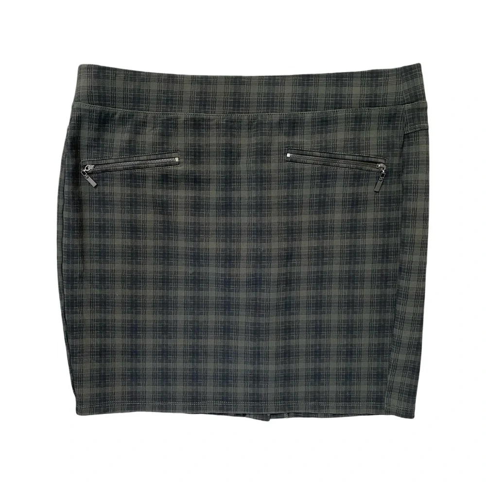 Liverpool Jeans Rina Black Olive Zipper Detail Pencil Skirt Size 16/33